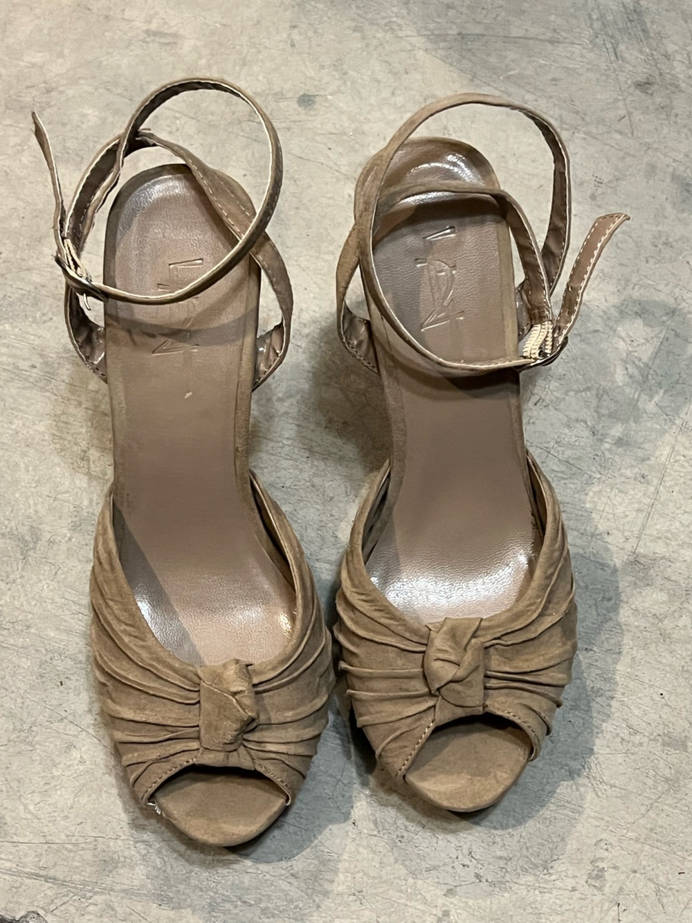 Forever 21 Taupe Knot Front Ankle Strap Heels